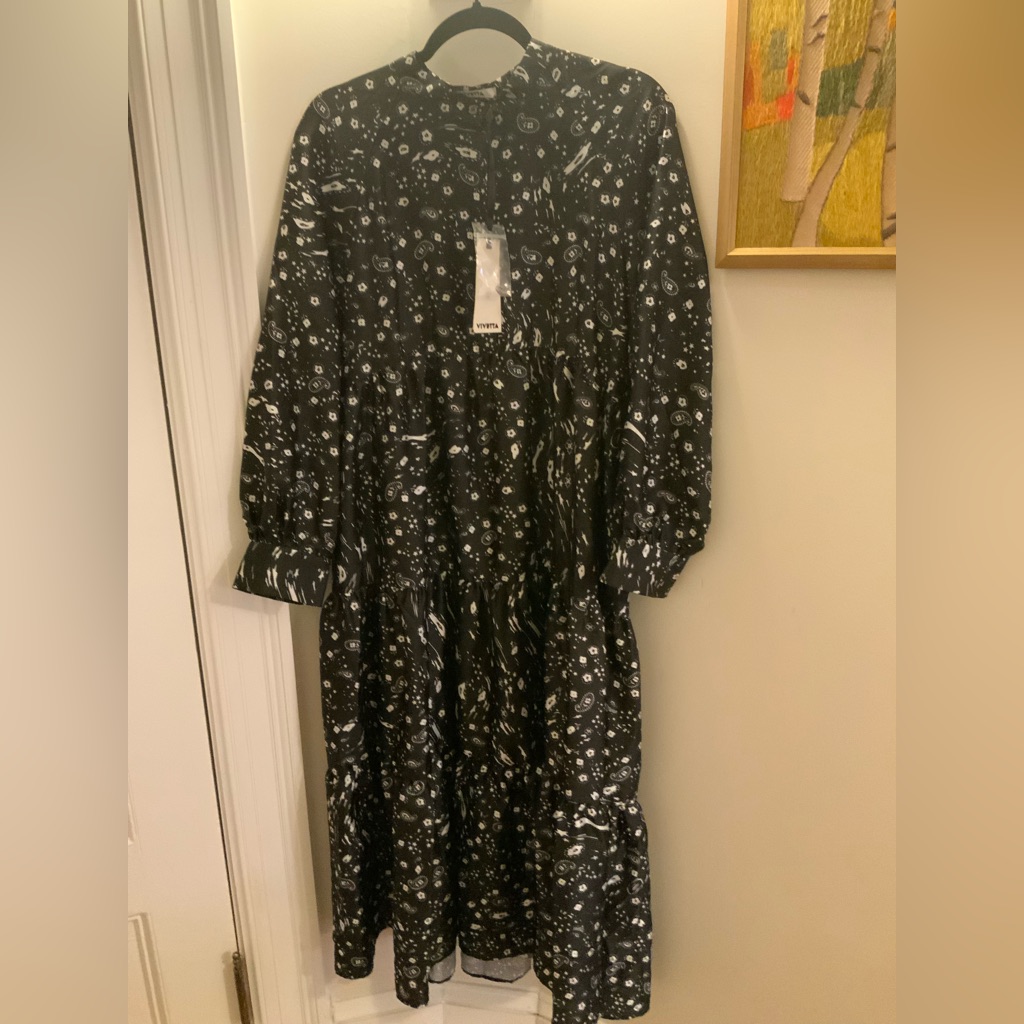 Floral Black Dress By The High-End Italian Designer, Vivetta. Size M